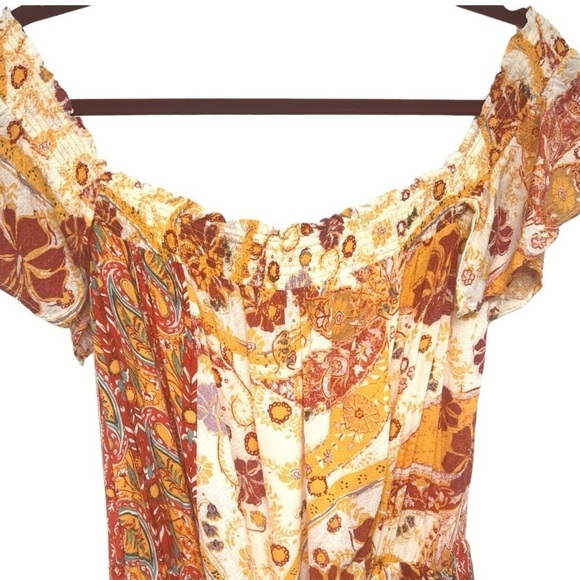 Free People Carmen Printed Off The Shoulder Wide Leg Jumpsuit Women’s Small - Picture 9 of 15